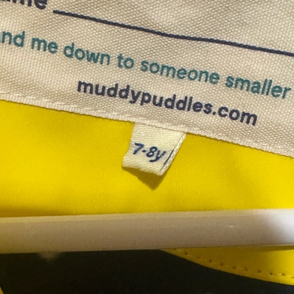 Muddy Puddles-Waterproof Fleece Lined Yellow Jacket.Detachable Hood.Zipper works - Picture 5 of 7
